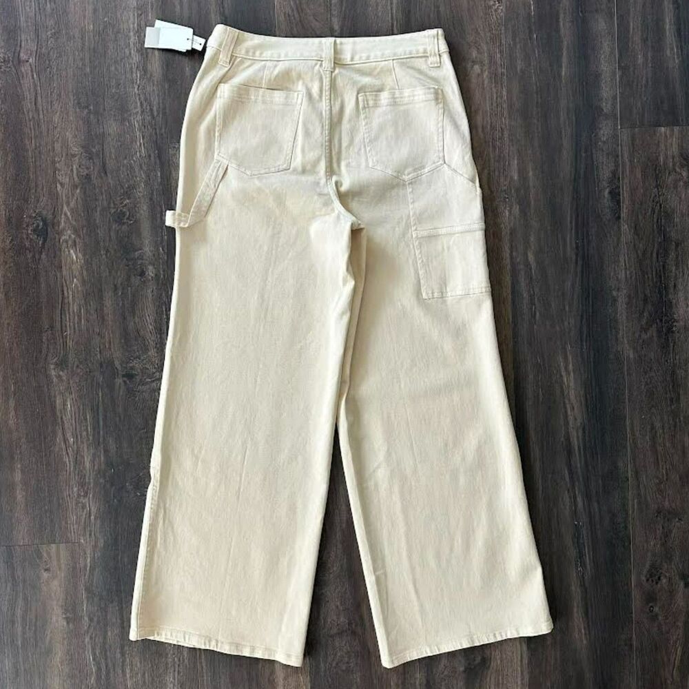 NWT BP Beige Carpenter Pants Cargo Double Knee Cream Wide Leg Women's Size 10 - Picture 2 of 9